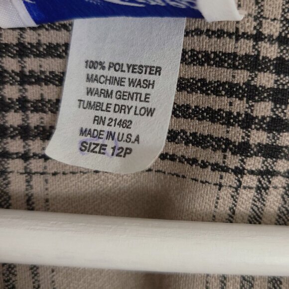 Vintage Tan Plaid Double Breasted Vintage Top Made in USA - Picture 6 of 7